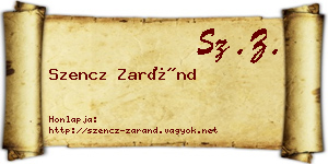 Szencz Zaránd névjegykártya